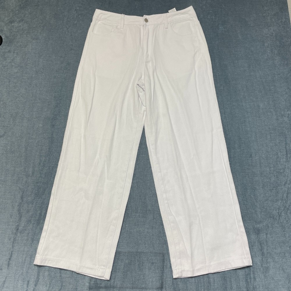Musera Straight Jeans Womens 34x28.5 White Denim Light Wash 5 Pockets Trendy